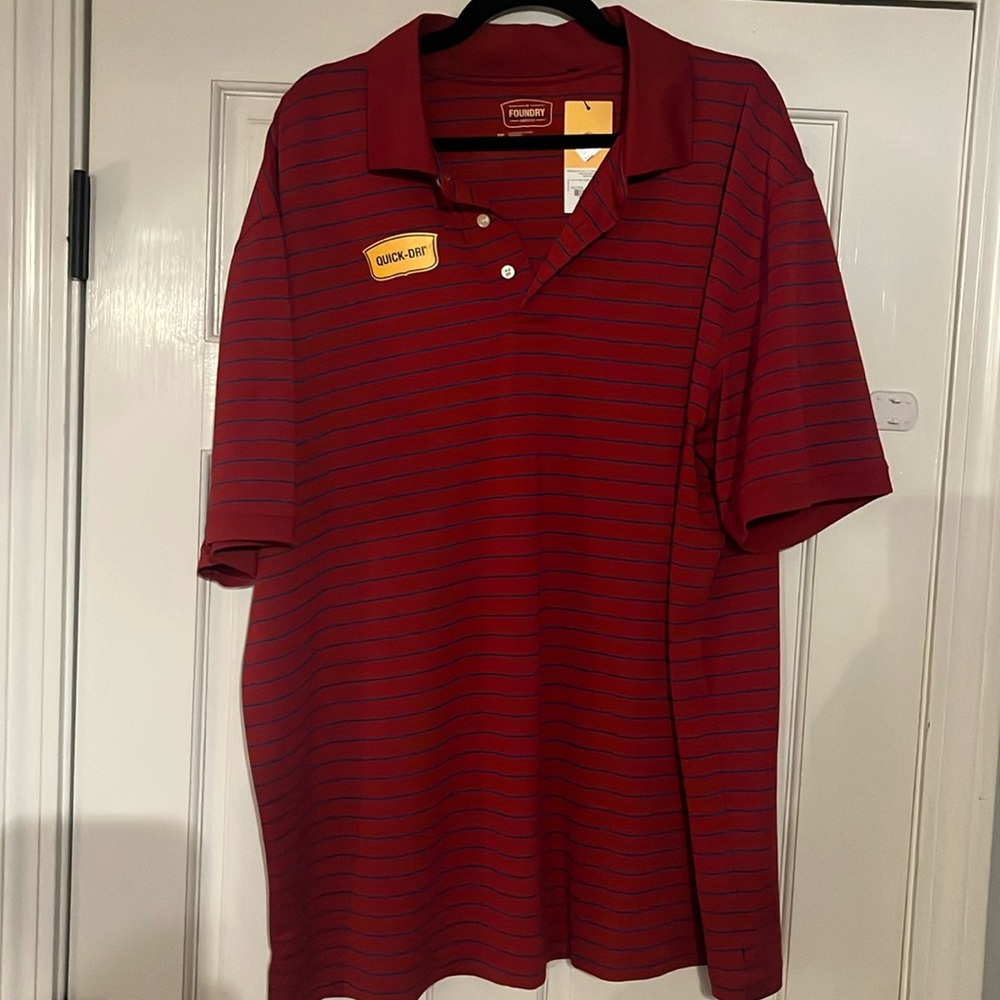 Red Polo with thin blue stripes Men’s 2X